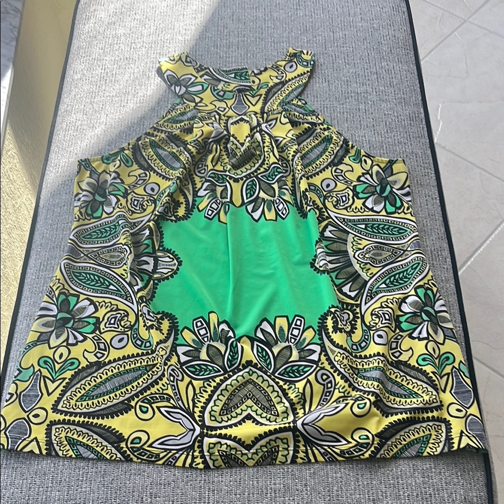INC International Concepts Green and Yellow Patterned Top